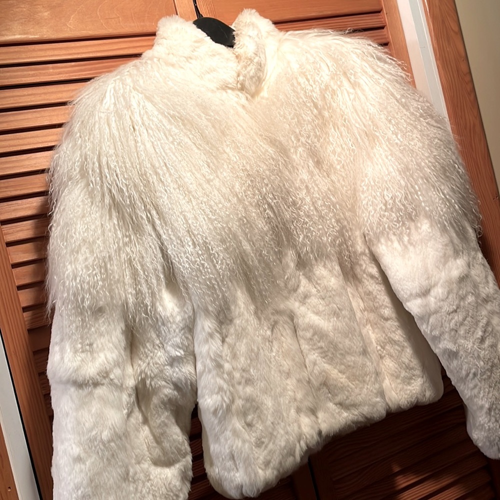 Lavishing Mongolia fur sheared rabbit coat